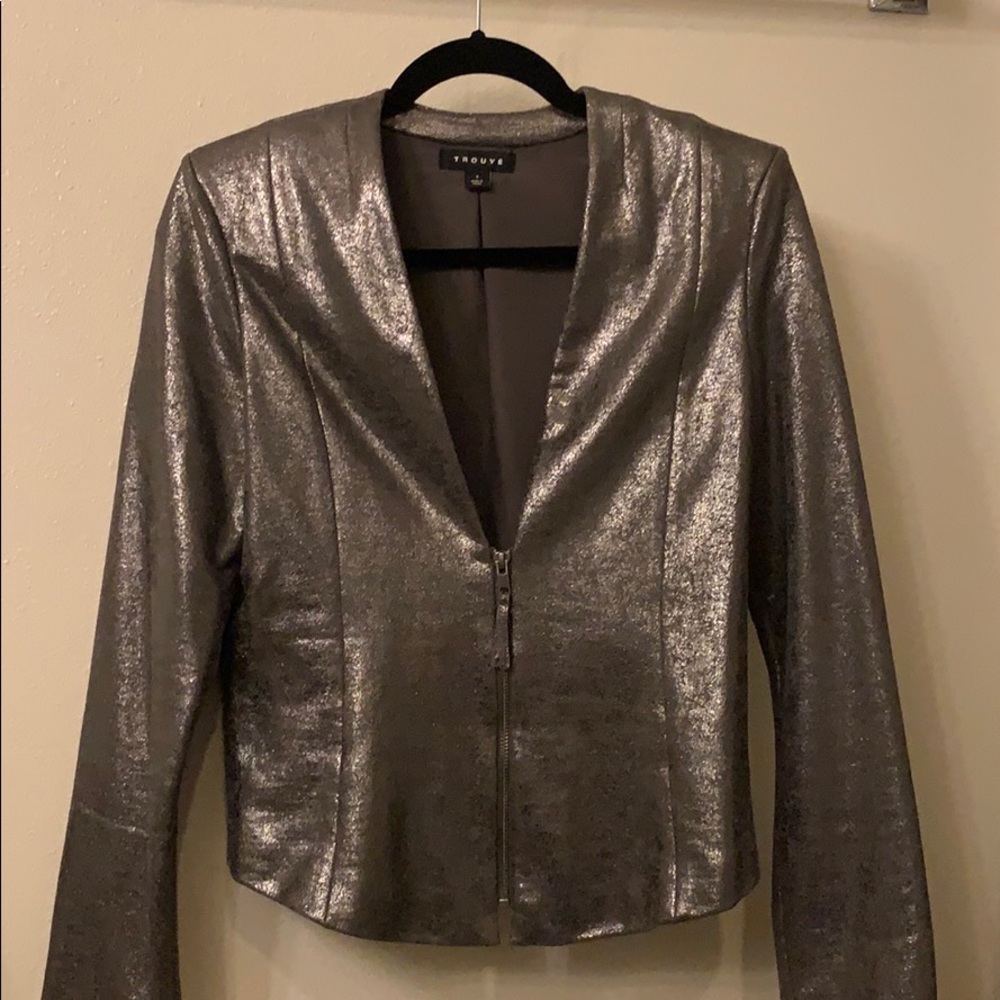 Trouve metallic zip jacket sz s